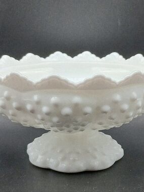 Vintage Fenton 3.5" White Milk Glass Hobnail 6-Candles Candle Holder Bowl